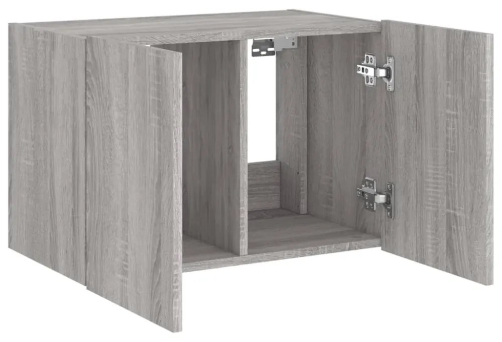 szürke sonoma színű fali TV-szekrény LED-ekkel 60x35x41 cm