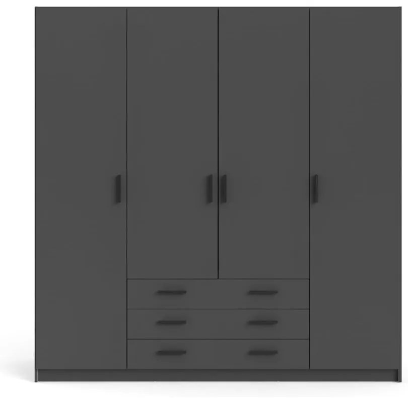 Sötétszürke ruhásszekrény 196x200 cm Sprint – Tvilum