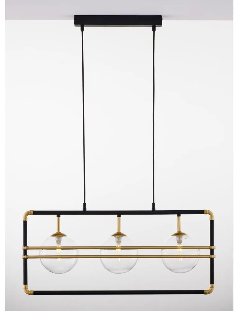 Jupiter 2030 - Csillár zsinóron FIORI 3xG9/10W/230V fekete/arany/átlátszó