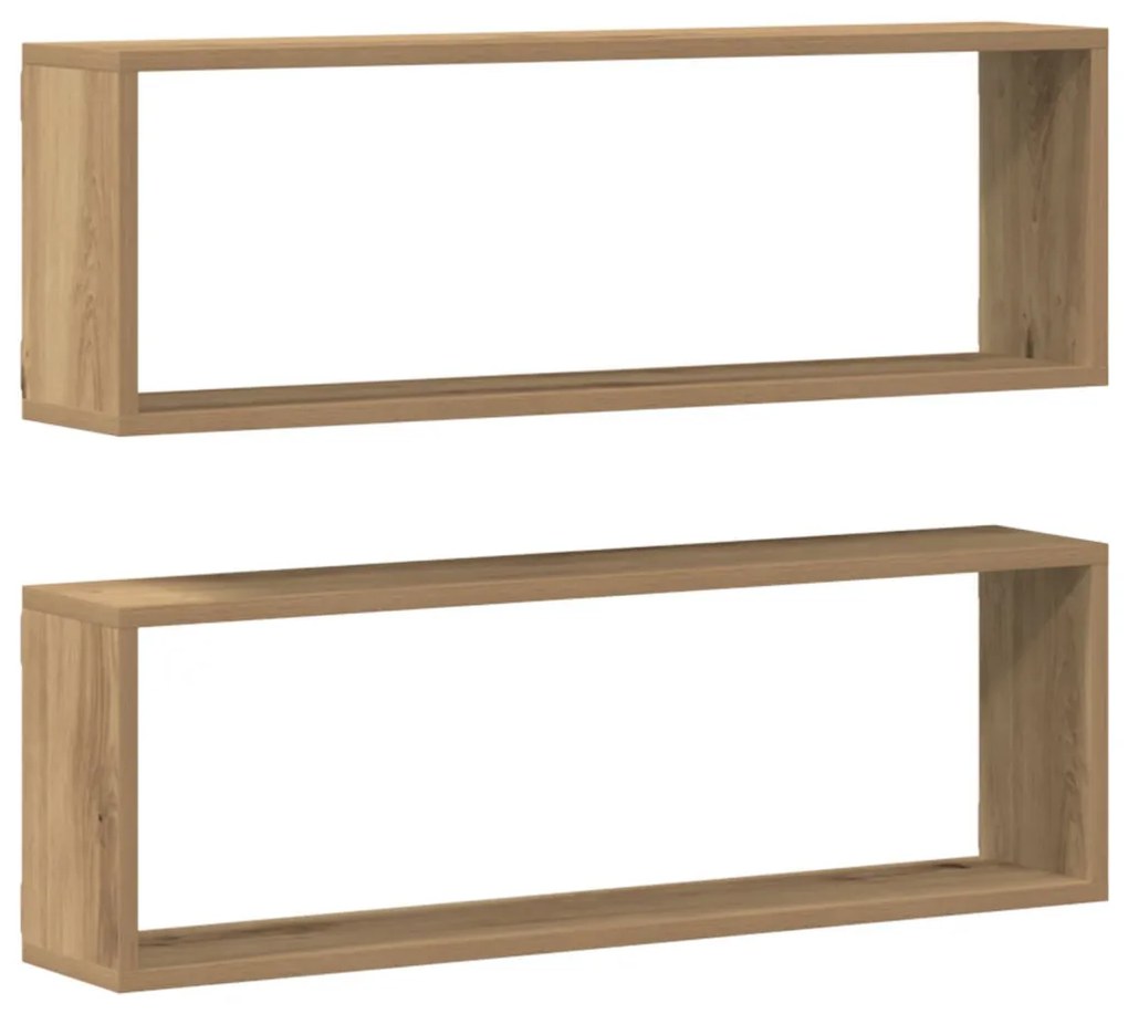 Falipolc 2 db Kézműves tölgy 80x15x26 cm Műanyag