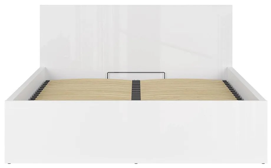 Franciaágy 160 cm Tetrix 11 (fényes fehér) (ágyráccsal) (tárolóhellyel). Akció -35%. 1098491