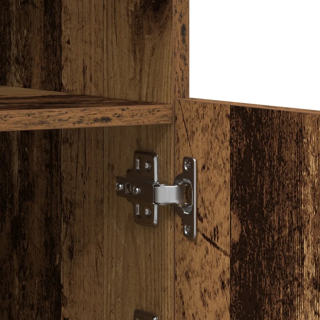 LED világítással ellátott büfé régi fa 181,5x37x67 cm újrahasznosított fa