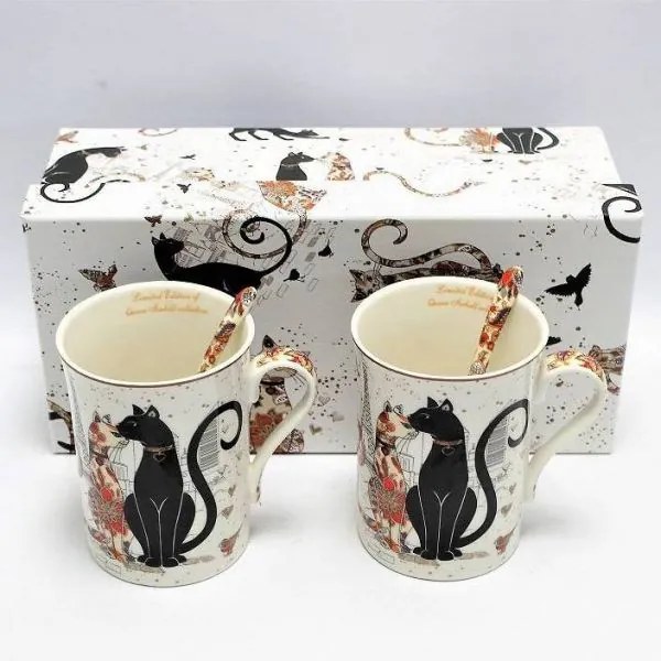 Cicás porcelán bögre kanállal szett - 250 ml 2 darabos - Párizsban