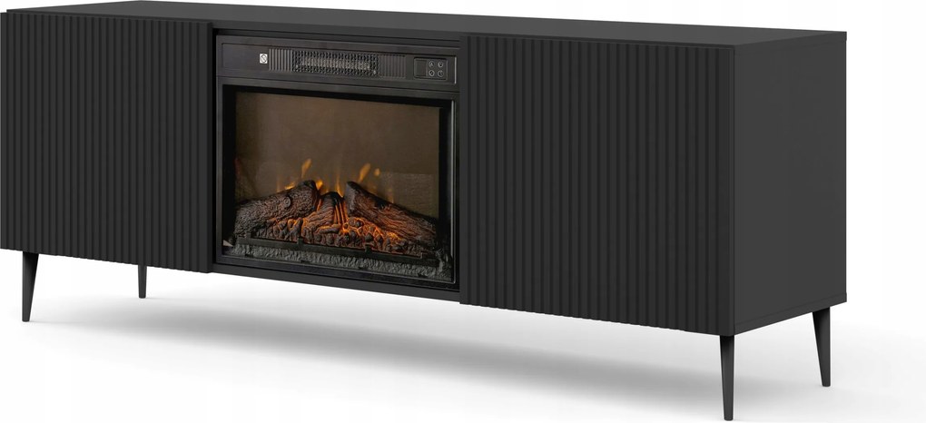 Ravenna 2D Rtv szekrény 170 cm elektromos kandallóval fekete fekete