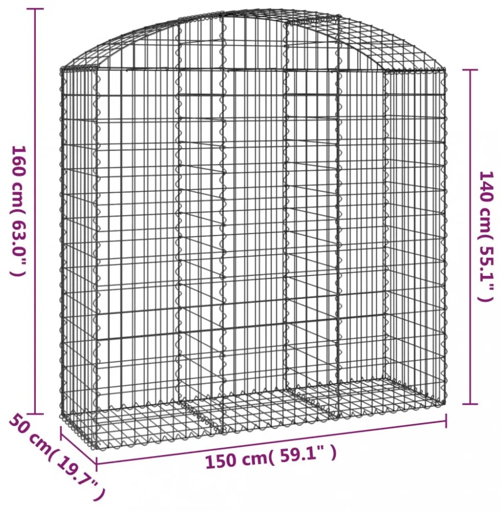íves horganyzott vas gabion kosár 150x50x140/160 cm