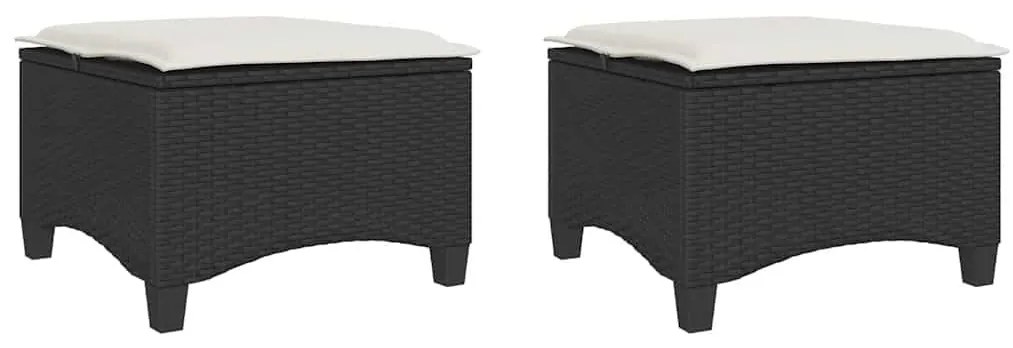 2 db fekete polirattan kerti székek párnákkal 55x55x36 cm