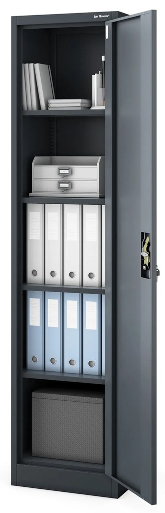 ALEX irodai irattároló fémszekrény, 450 x 1850 x 400 mm, antracit