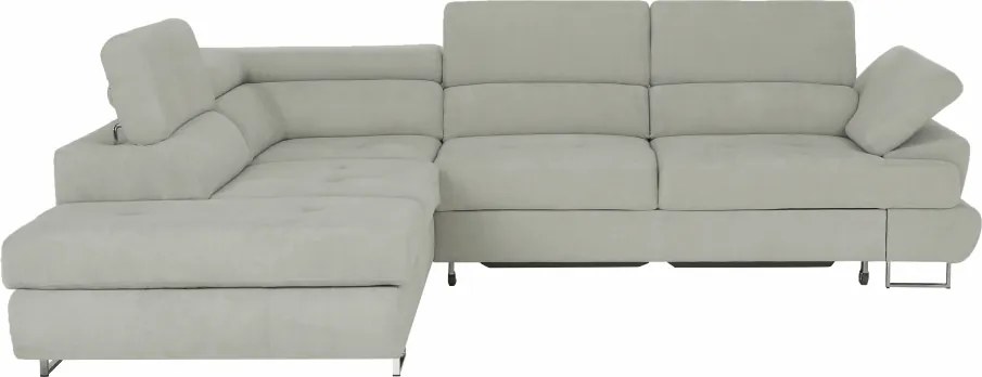 Ülőgarnitúra tárolóhellyel, világosszürke, szövet, balos, BUTON R