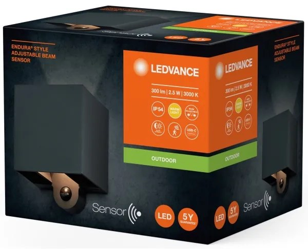 Ledvance - LED Kültéri fali lámpa érzékelővel ENDURA STYLE LED/2,5W/5V