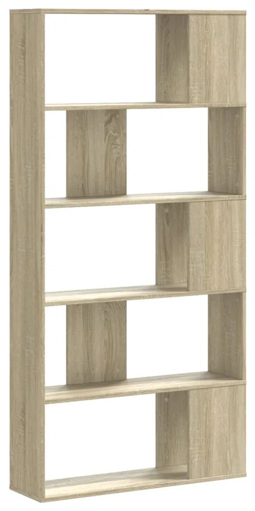 5 szintes sonoma tölgy színű fa könyvespolc 80,5x23,5x162,5 cm
