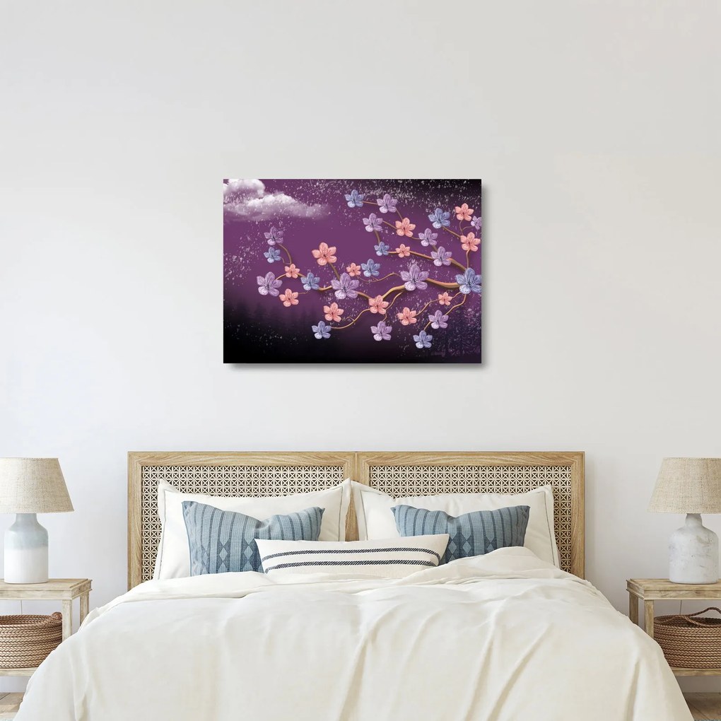Kép - Tavaszi alkonyat (üvegen) (70x50 cm)
