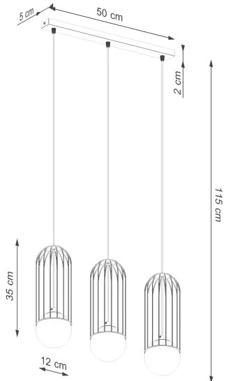 Sollux SL.1334 - Csillár zsinóron BRINA 3xG9/8W/230V fekete