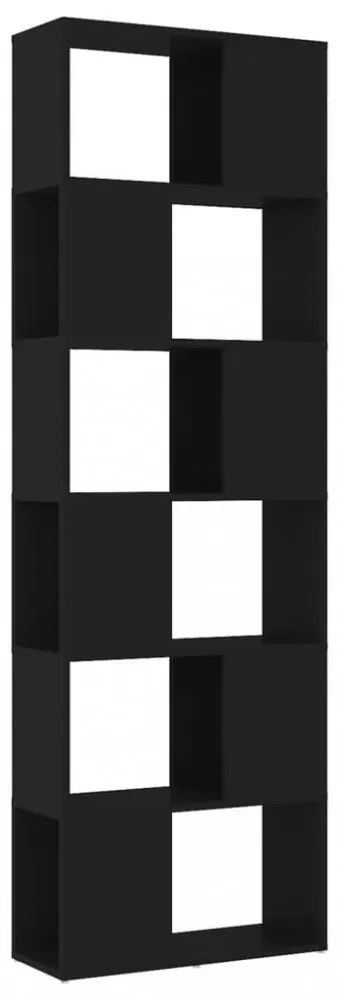 fekete szerelt fa térelválasztó könyvszekrény 60 x 24 x 186 cm