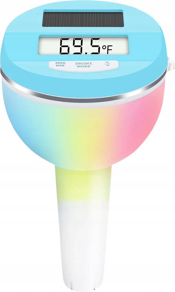 Medence Hőmérő Napelemes Digitális Úszó Medence Kád Vízálló Rgb