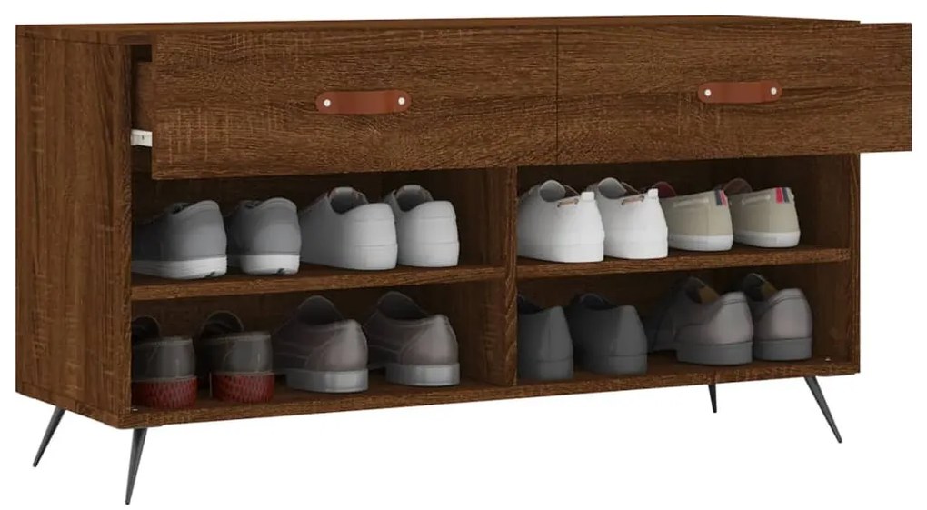 barna tölgy színű szerelt fa cipőpolc 102x35x55 cm