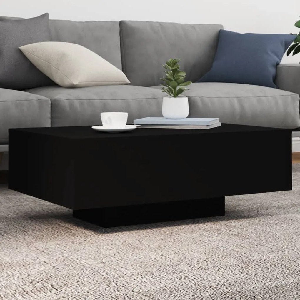 Fekete dohányzóasztal LED-lámpákkal 85 x 55 x 31 cm