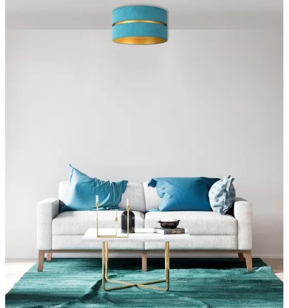 Duolla - Mennyezeti lámpa DUO 1xE27/40W/230V átm. 40 cm türkiz/arany