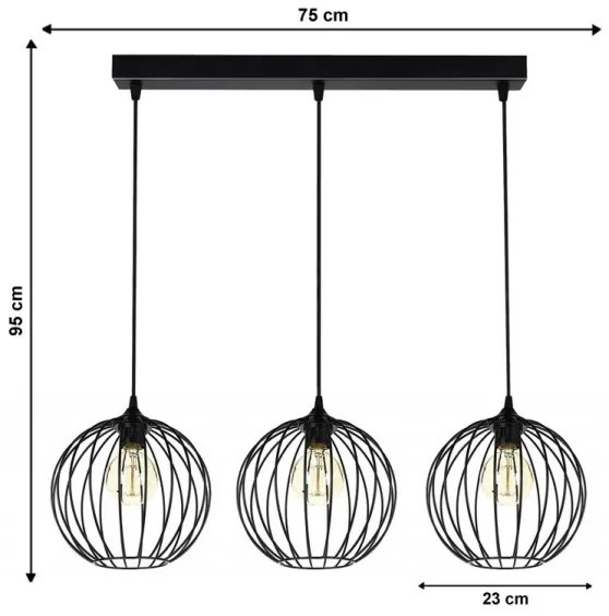 Csillár zsinóron MATT 3xE27/60W/230V
