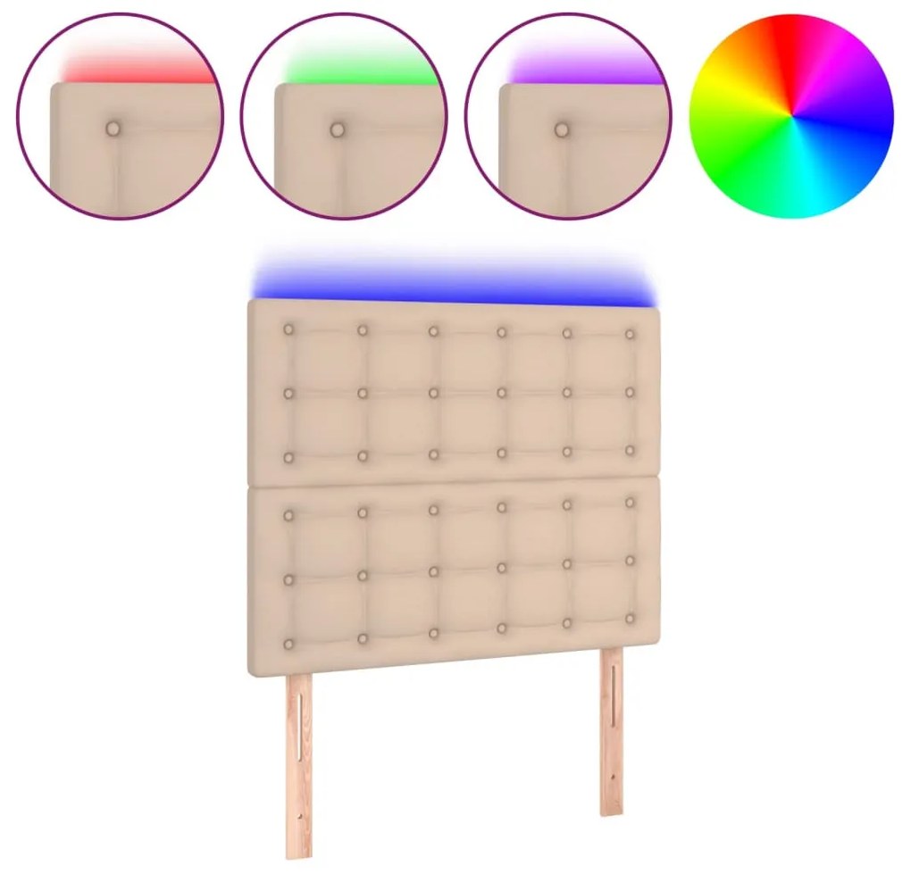 cappuccino műbőr LED-es fejtámla 80x5x118/128 cm