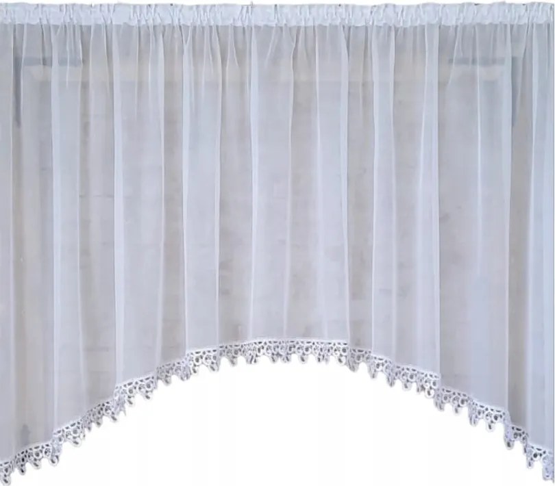 Kész függöny 600x170,íves,fehér fátyol, angol 8cm