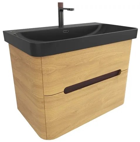 SAT Fusion Fürdőszobaszekrény mosdóval 77,5x53x45 cm matt méztölgy SATFUSION280DMBKMB