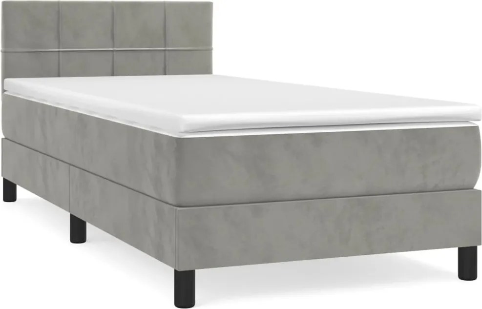 vidaXL világosszürke bársony rugós ágy matraccal 90x190 cm