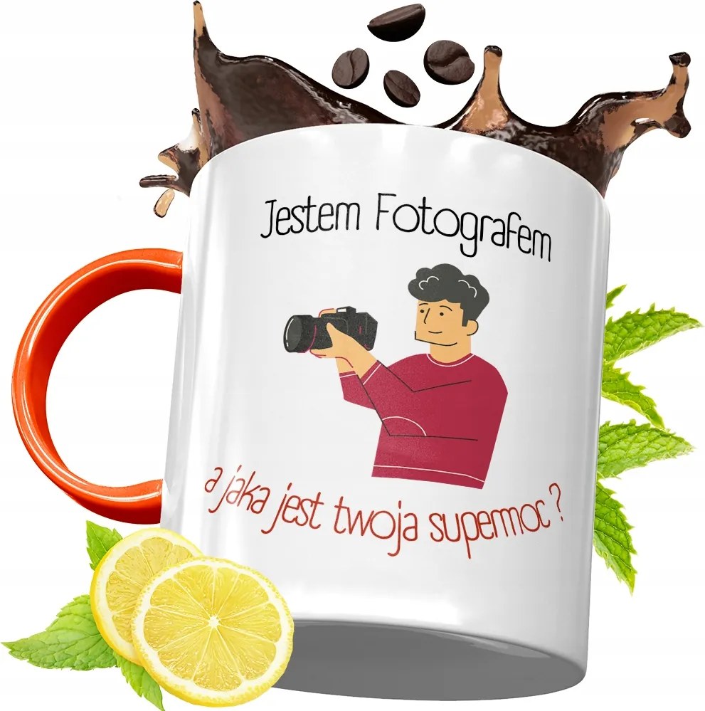 Narancssárga Bögre Fotósnak Ajándék fényképes nyomtatással