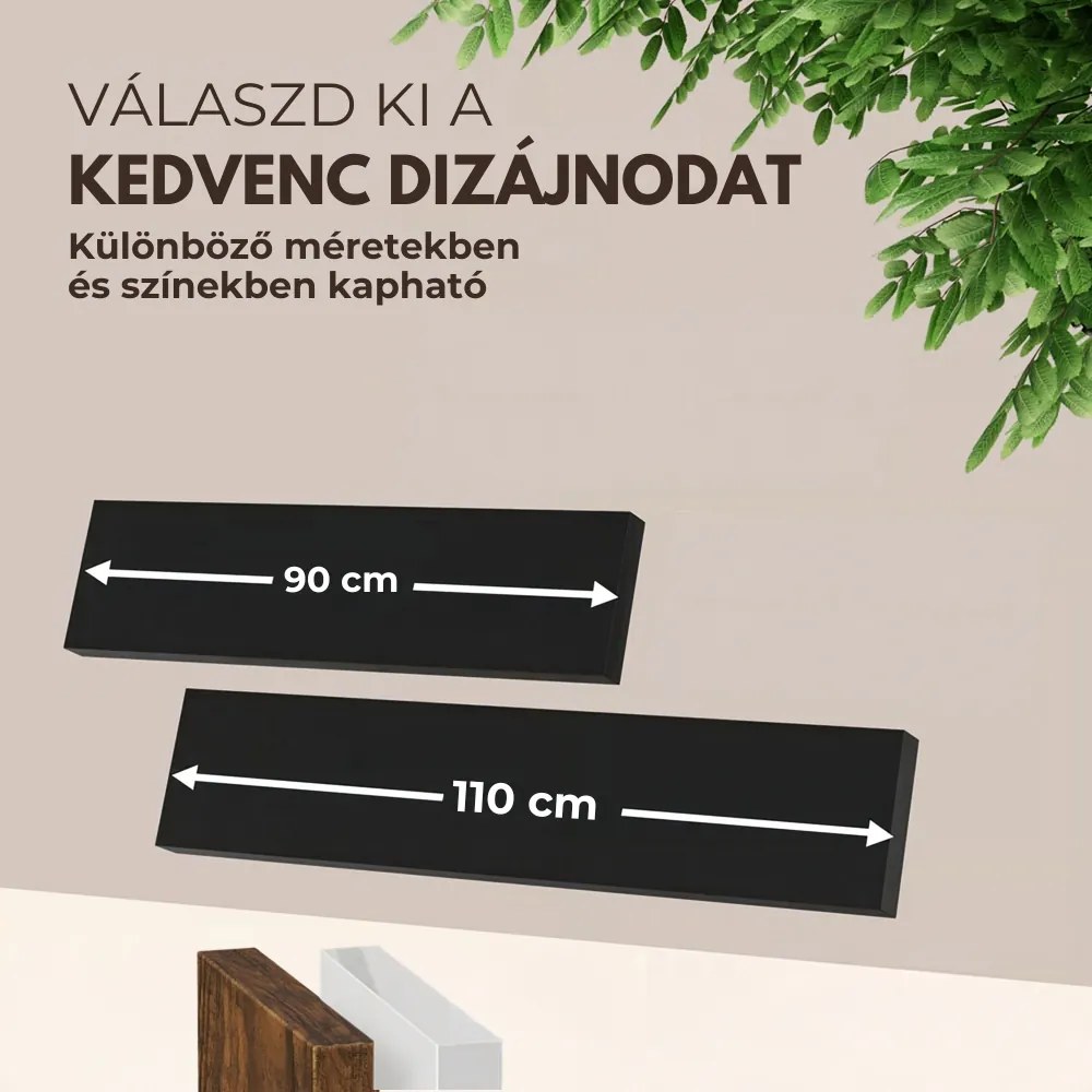 FIGO + fali polc konzollal, 90cm, fekete Casaria