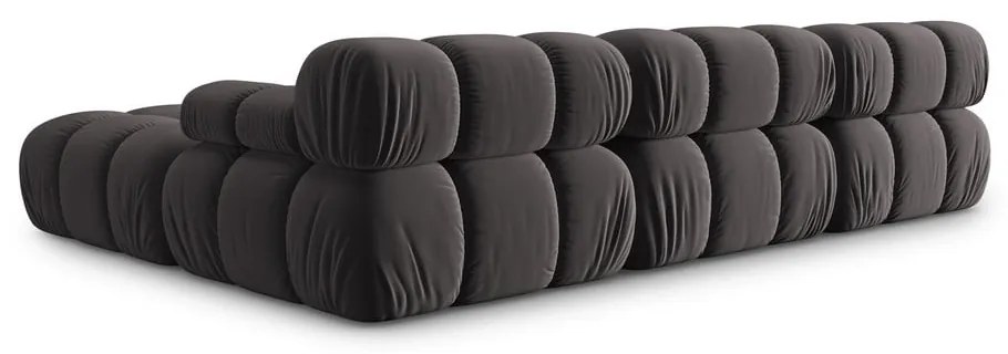 Sötétszürke bársony sarokkanapé Bellis – Micadoni Home