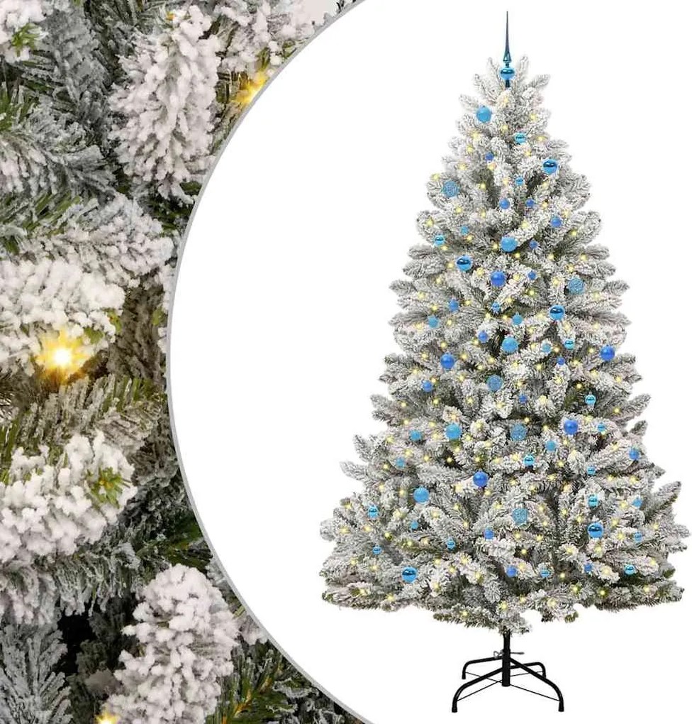vidaXL Mű karácsonyfa 300 LED-del Zöld és Fehér 240 cm PVC és fém