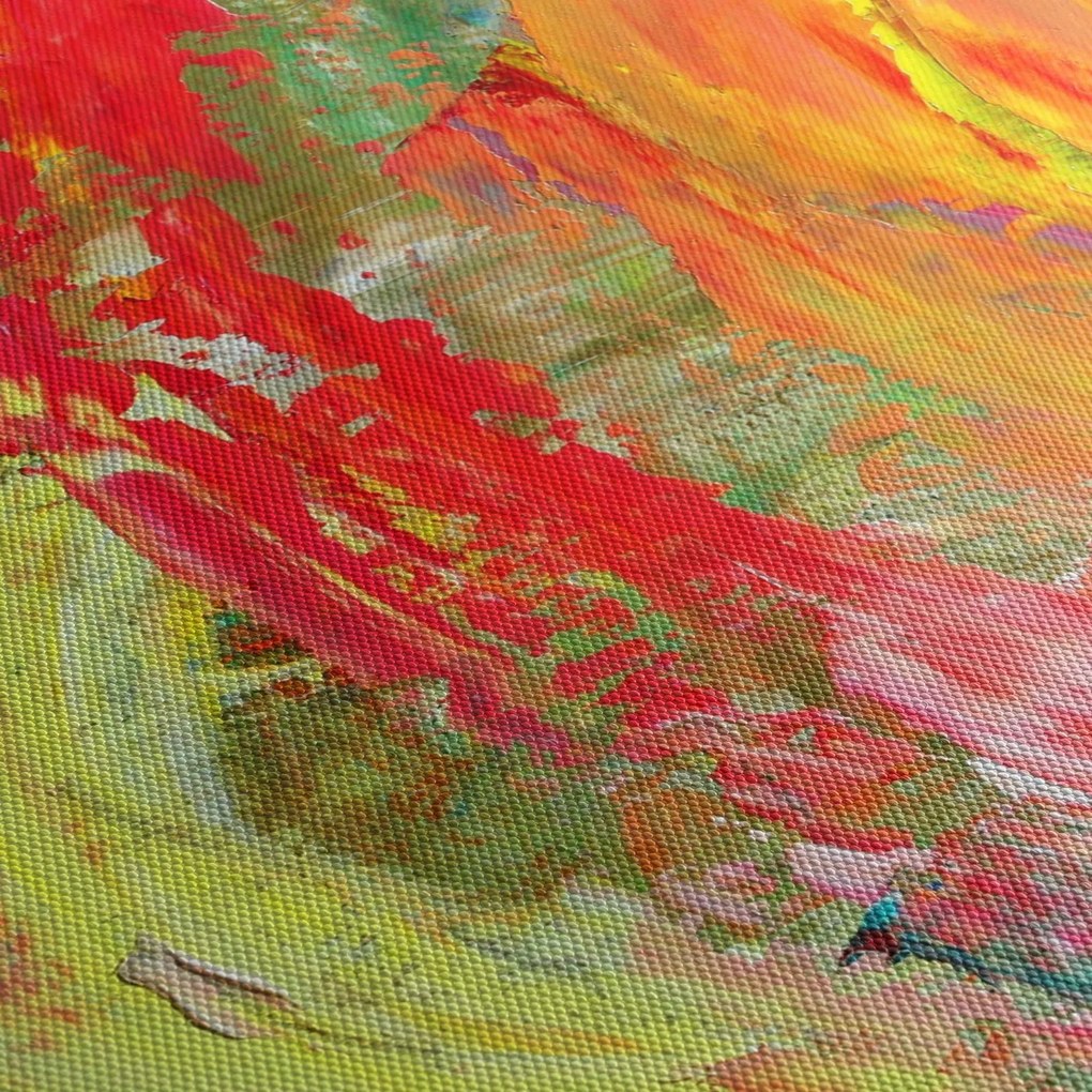 Absztrakció kép - festmény (órával) (90x30 cm)