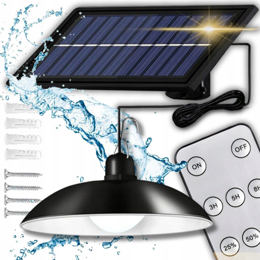 Napelemes Utcai Csillár Vízálló Szürkület Érzékelővel Távirányító