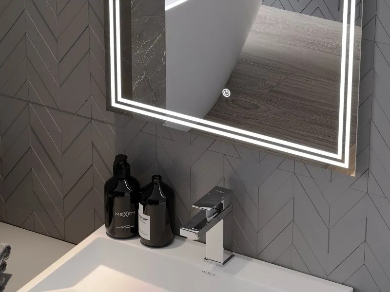 Mexen Taco LED világítású fürdőszobai tükör, 50 x 70 cm, LED 6000K, páramentes - 9805-050-070-611-00