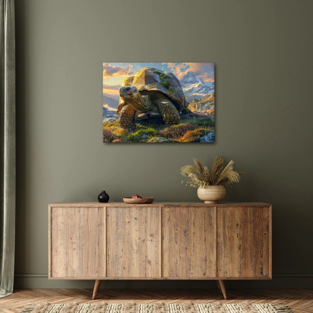 Kép - Teknős és hegyvidéki táj (70x50 cm)