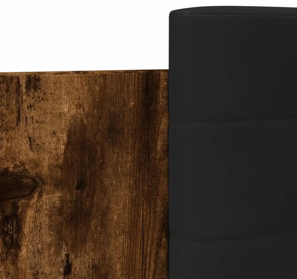 füstös tölgy színű szerelt fa ágykeret fejtámlával 90 x 200 cm