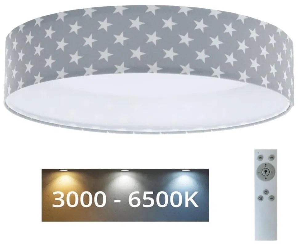 BPS Koncept LED Dimmelhető lámpa GALAXY KIDS LED/24W/230V csillagok szürke/fehér + távirányító BS0554