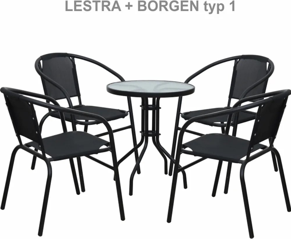 Étkezőasztal, fekete acél/edzett üveg, BORGEN TYP 1