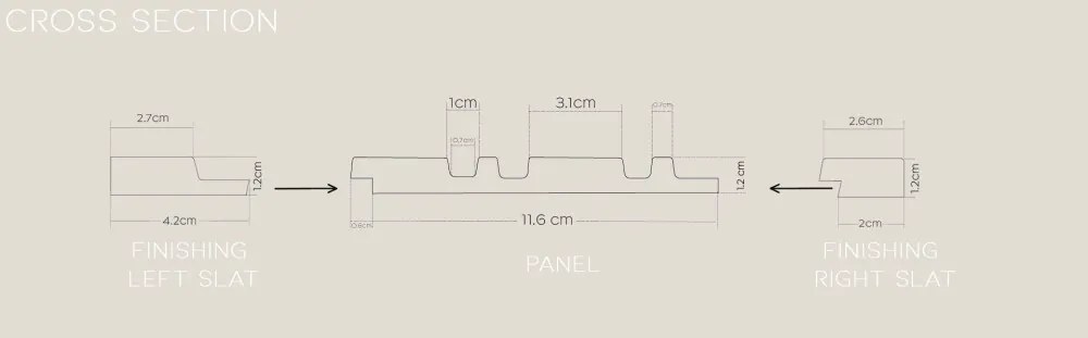 LAMELIO MILO Arany lamella falpanel 270 × 12,2 cm