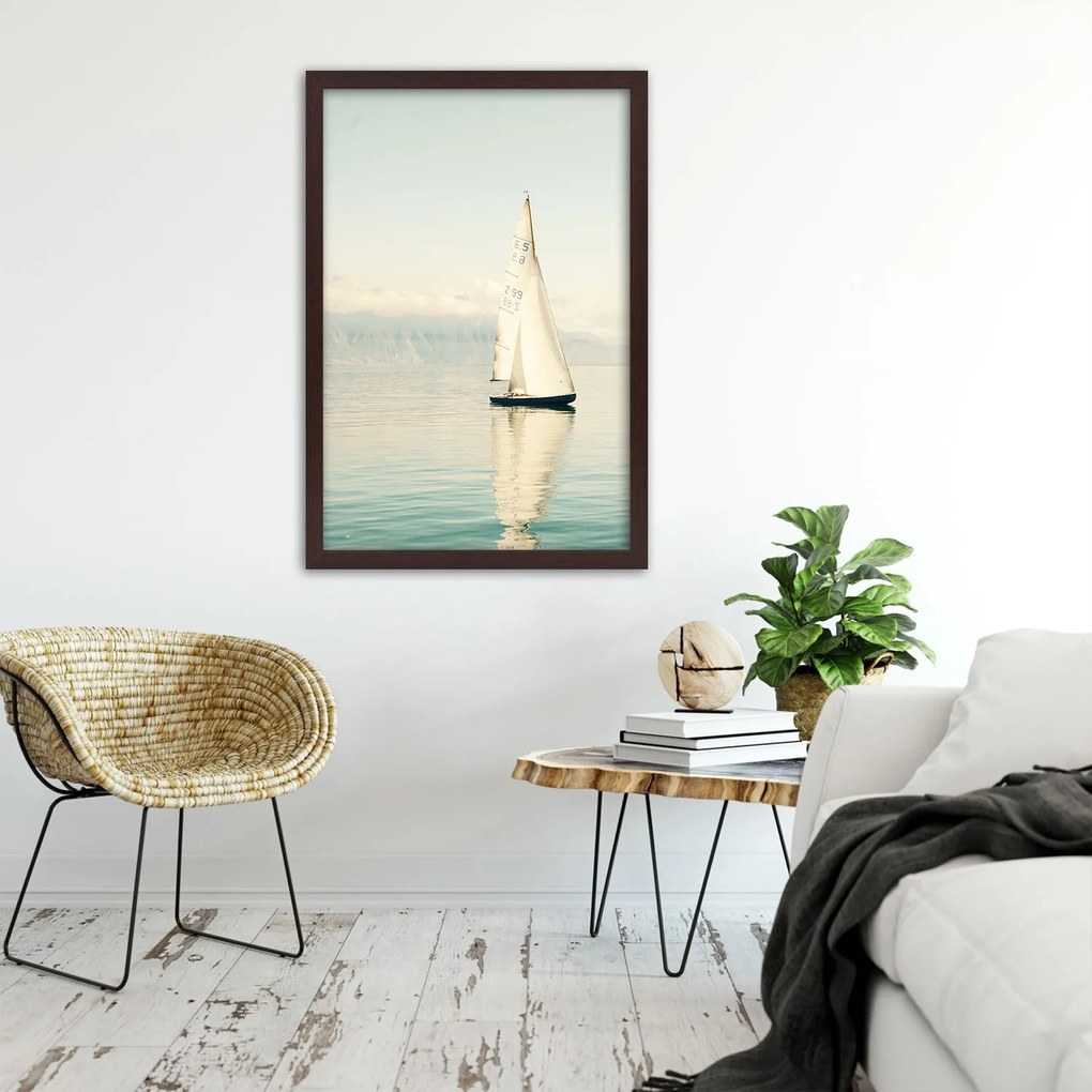 Gario Poszter Vitorlás a vízen A keret színe: Fehér, Méret: 30 x 45 cm