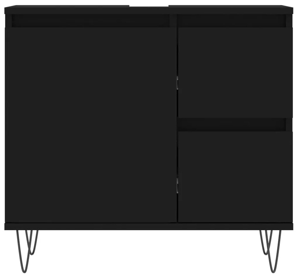 Fekete szerelt fa fürdőszobaszekrény 65 x 33 x 60 cm