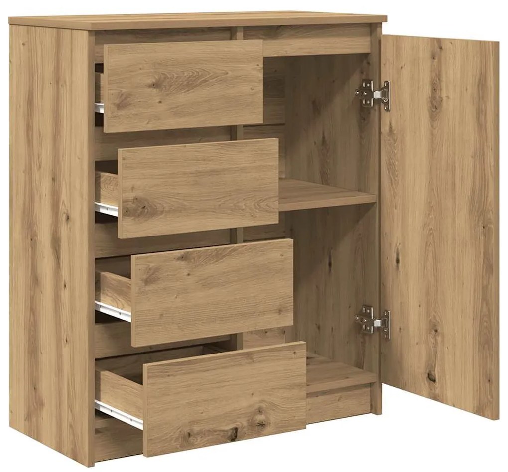 kézműves tölgy szerelt fa tálalószekrény fiókos 71x35x84 cm