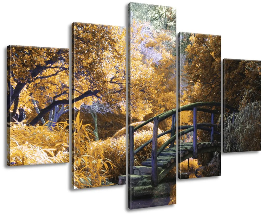 Gario Vászonkép Japán aranykert - 5 részes Méret: 150 x 70 cm