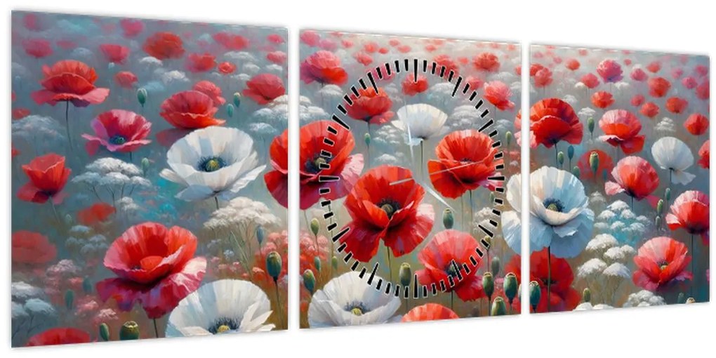 Kép - Pipacsmező (órával) (90x30 cm)