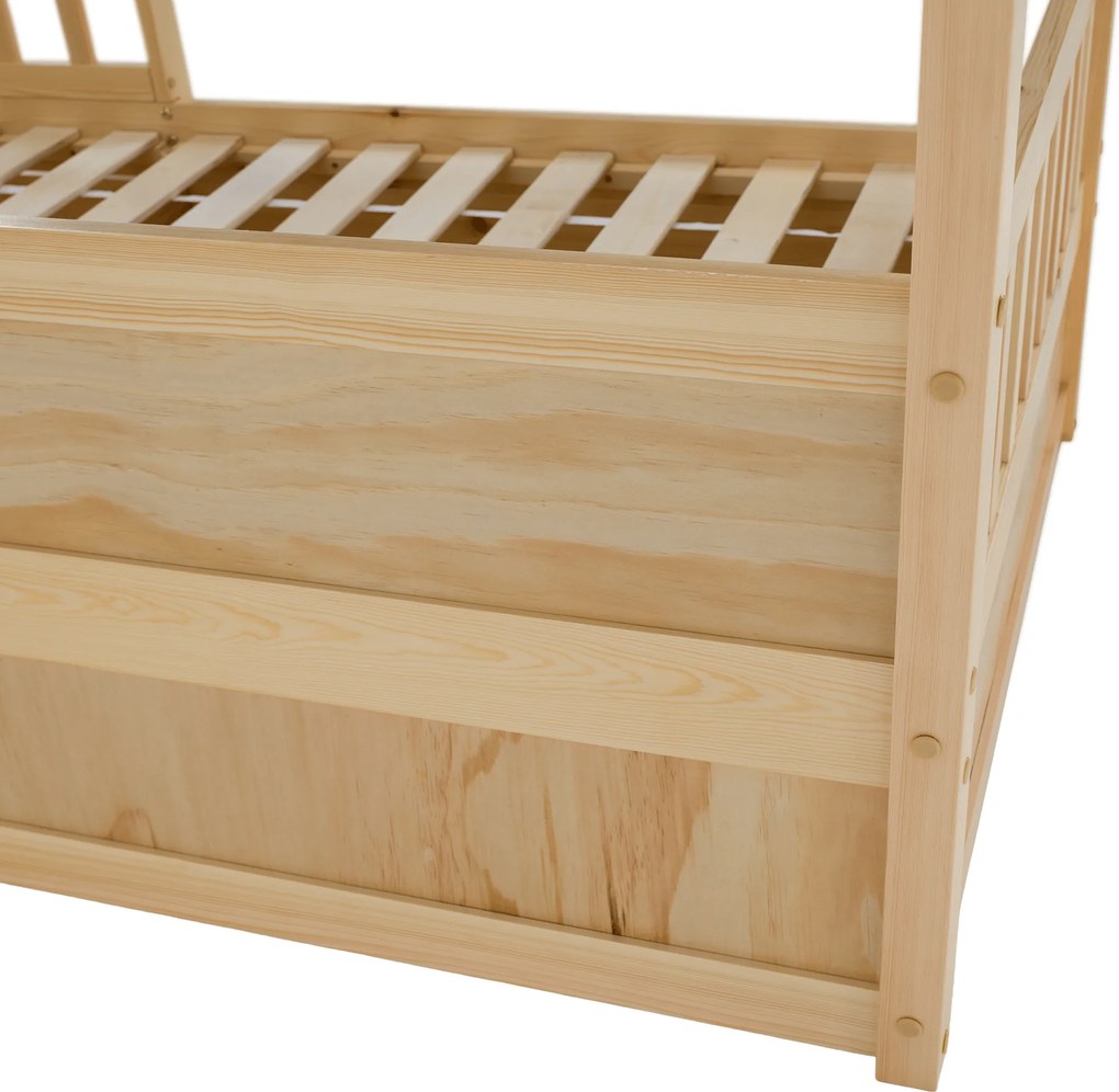 Montessori ágy, 90x200, természetes, tömör, BIANKA