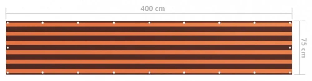 narancssárga-barna oxford-szövet erkélyparaván 75 x 400 cm