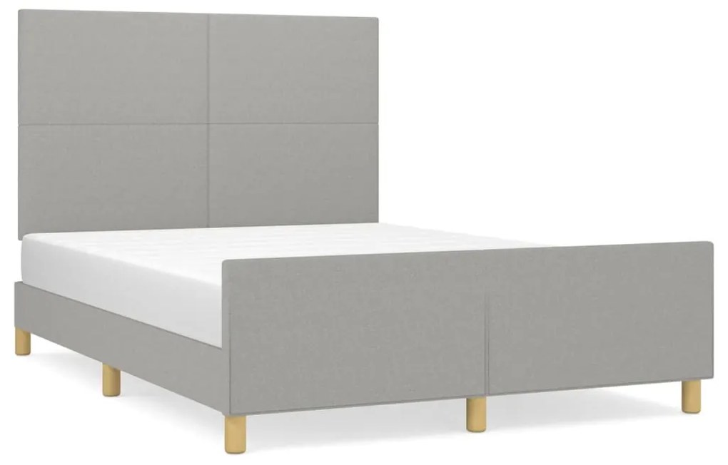 világosszürke szövet ágykeret matrac nélkül 140 x 190 cm