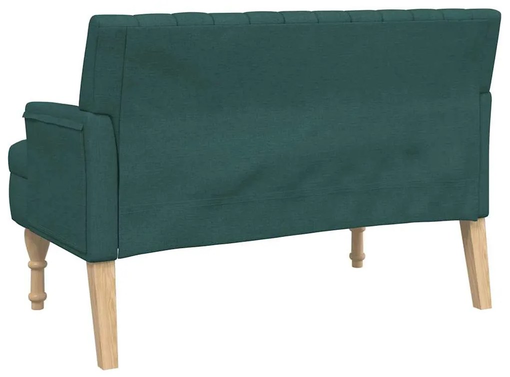sötétzöld szövetpad párnákkal 113x64,5x75,5 cm
