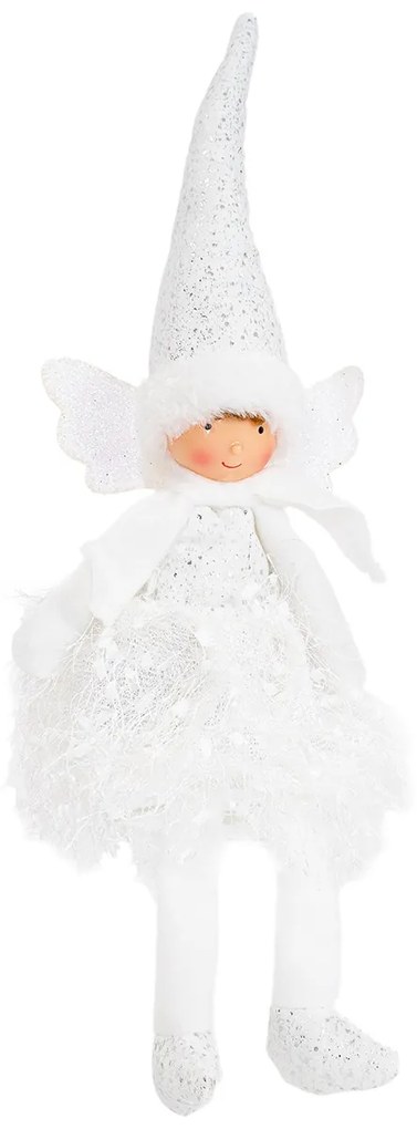 Karácsonyi dekoráció Ülő angyal, 40 cm, ezüst