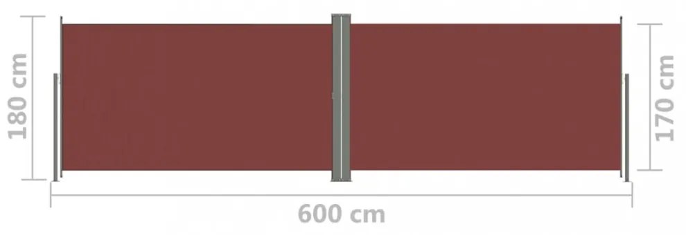 barna behúzható oldalsó napellenző 180 x 600 cm