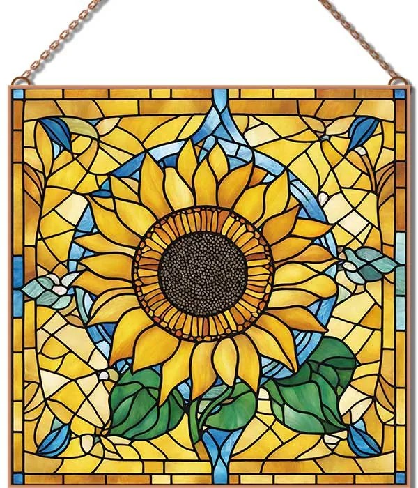 Stained-Glass-Sunflower-2 üvegkép, falikép